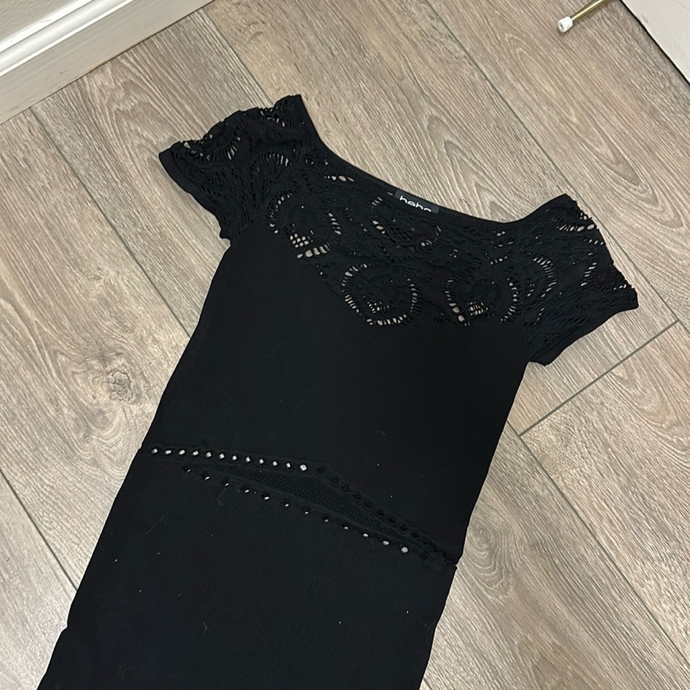 Black cutout mini tight bodycon Bebe dress small
